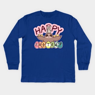 Happy Easter Sloth Kids Long Sleeve T-Shirt